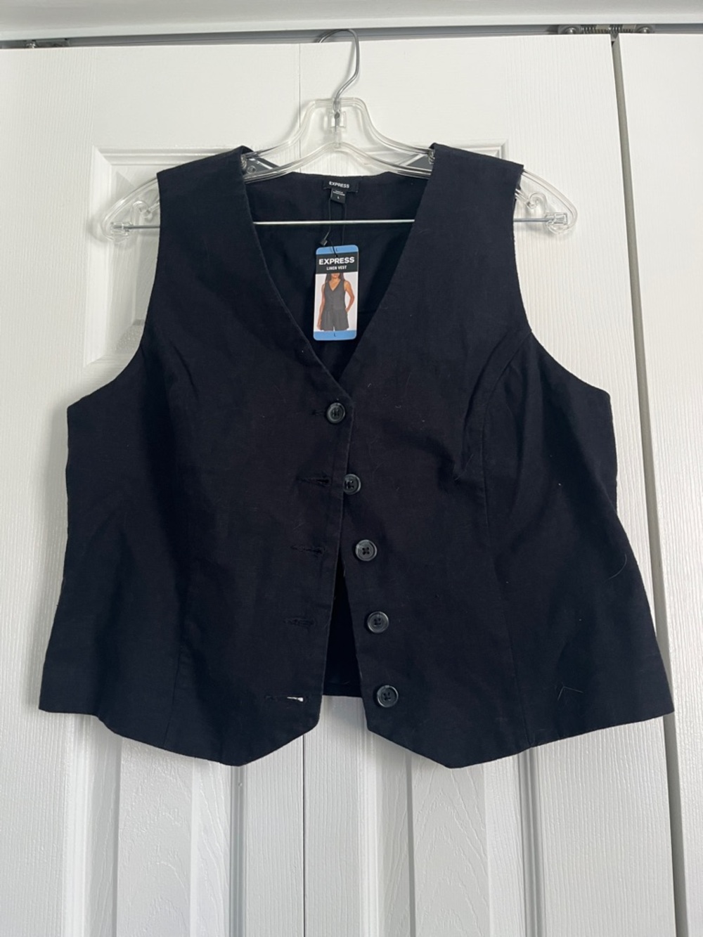 Express Women's Black Button-Up Vest